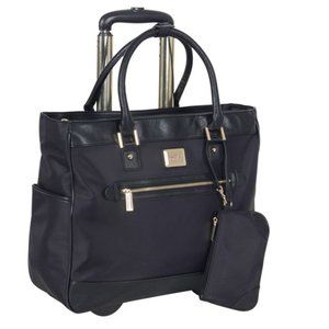 Kenneth Cole Reaction Nylon-Twill Laptop & Tablet Travel, Black Wheeled Tote
